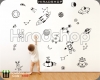 استیکر و برچسب دیواری اتاق کودک موشک و فضانورد کد h1851
