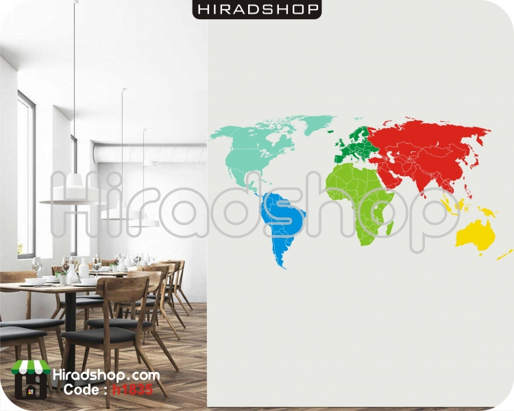 استیکر و برچسب دیواری نقشه جهان worldmap wallsticker کد h1835