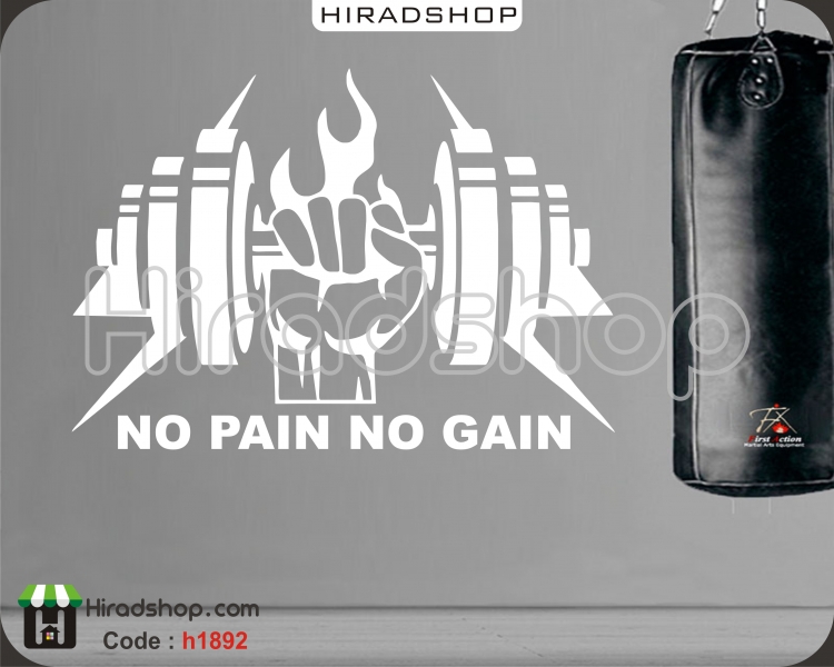 استیکر و برچسب دیواری باشگاه بدنسازی bodybuilding no pain no gain wallstickers کد h1892