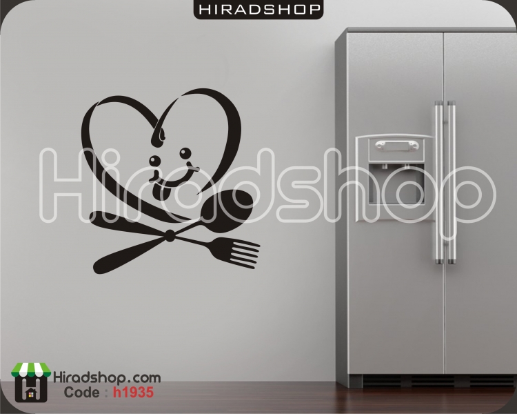 استیکر و برچسب دیواری آشپزخانه قاشق و چنگال kitchen wallstickersکد h1935