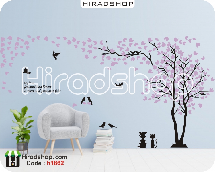 استیکر و برچسب دیواری درخت بهاری spring wallstickers کد h1862