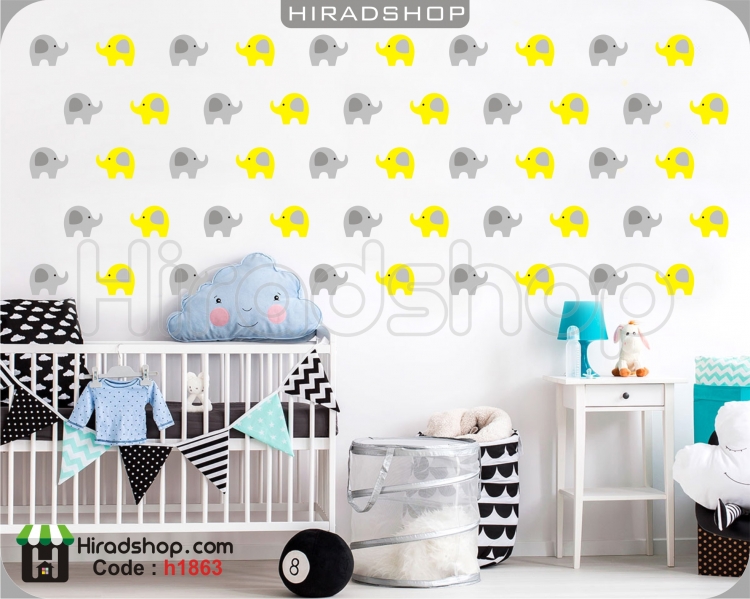 استیکر و برچسب دیواری پک تکرار شونده فیل lelephant wallsticker کد h1863