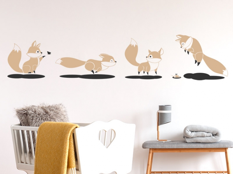 استیکر اتاق کودک روباه ها foxes wallstickers  کد h1735