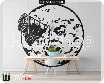 استیکر و برچسب دیواری ماه و تلسکوپmoon,telescope wallsticker کد h1789