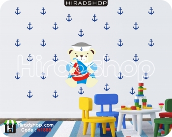 استیکر و برچسپ دیواری اتاق کودک خرس ملوان کوچک Little sailor bear wallstickersکد h1888