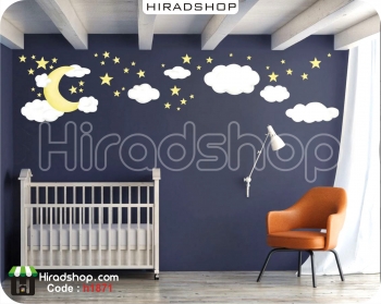 استیکر و برچسب دیواری اتاق کودک ماه و ستاره moon,stars,babyroom wallsticker کد h1871